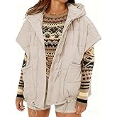 Zhiyouni Women's Quilted Puffer Vest Casual Hooded Short Sleeves Padded Jacket Poncho Outerwear