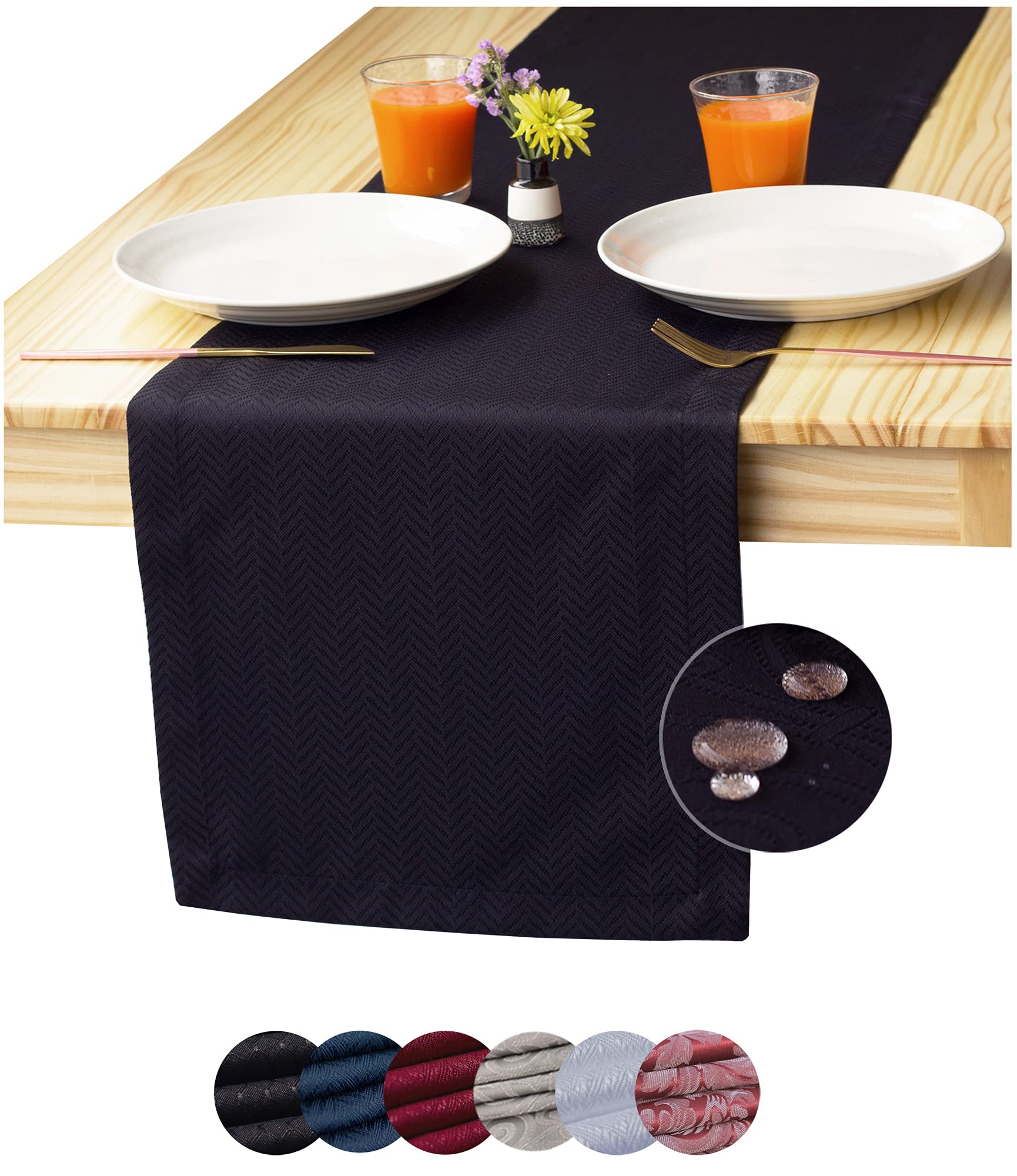 Black Table Runner 36 inch, Wrinkle-Free Dresser Scarf, Waterproof Coffee Table Runner, Outdoor Short Small Dining Table Runners, Decor for Nightstand, Dinner Parties, Wedding, Independence