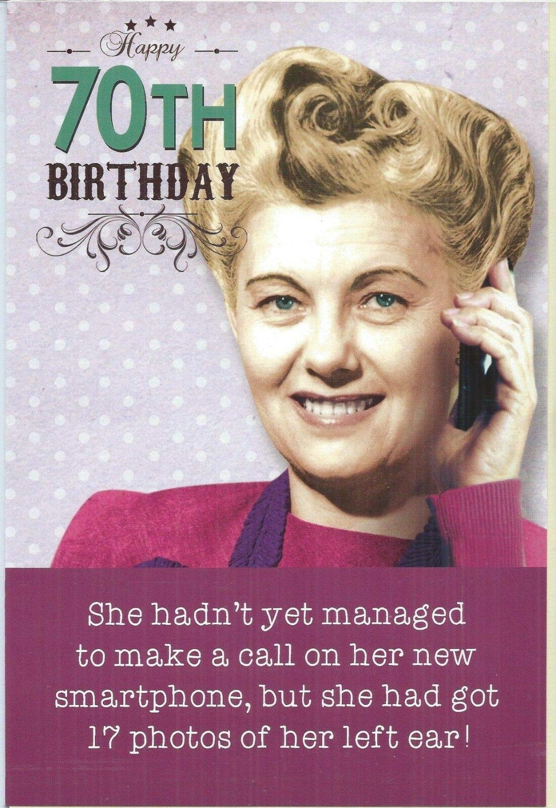Ladies Who Lunch 70th Birthday Card For Her, Age 70 Funny Birthday Card Female Friend, She Hadn't Yet Managed to Makea Call on Her New Smartphone…, Pink/Multi, 159x235mm