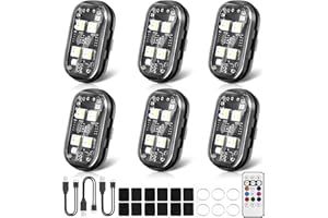 SUACOPZAR 2025 Upgraded 4LEDs 6PCS Wireless LED Strobe Lights, 8 Colors Aircraft Strobe Lights with Remote Control, USB to Type-C Rechargeable Light IP65 Waterproof Anti-Collision Emergency Warning Light