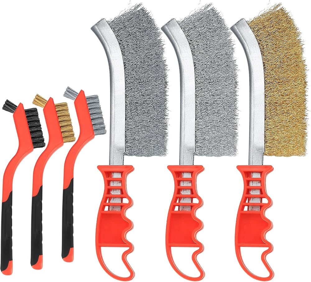 Tomoyuki 6pc Wire Brush Set Stainless Steel Brass Nylon Drill Angle Grinder