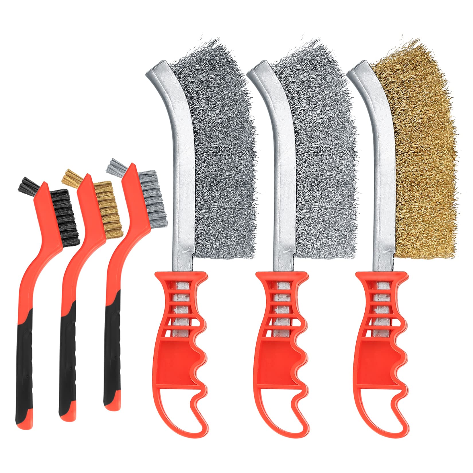 6 Pieces Wire Brushes for Cleaning, Stainless Steel Carbon Brass Nylon Scrubbing Brushes for Wood, Drill, Cleaning Welding Slag, Bricks, Angle Grinder, Wire Brush for Rust Removal Tool