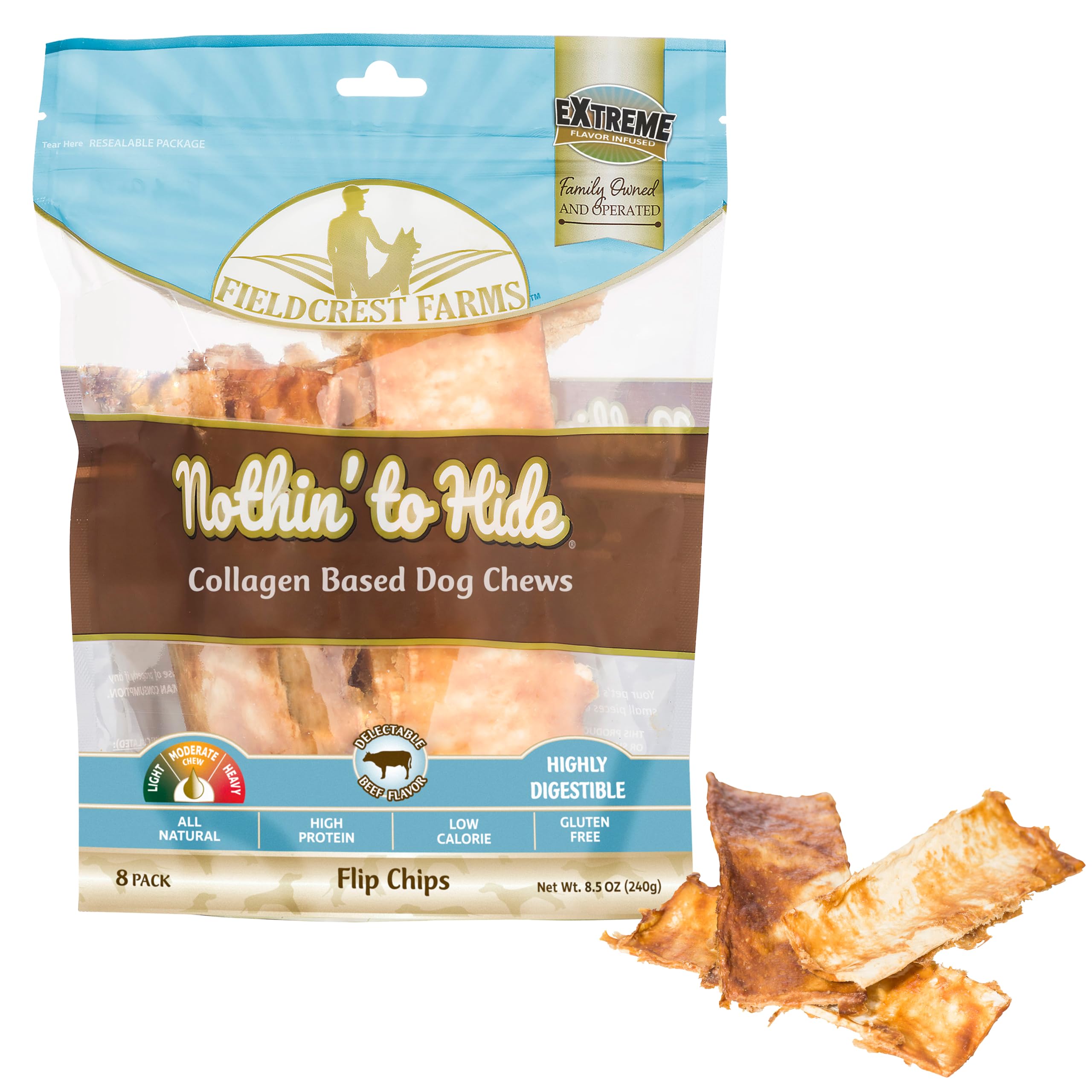 Nothing to hide Collegan Dog Chews (8 Flip Chips, Beef)