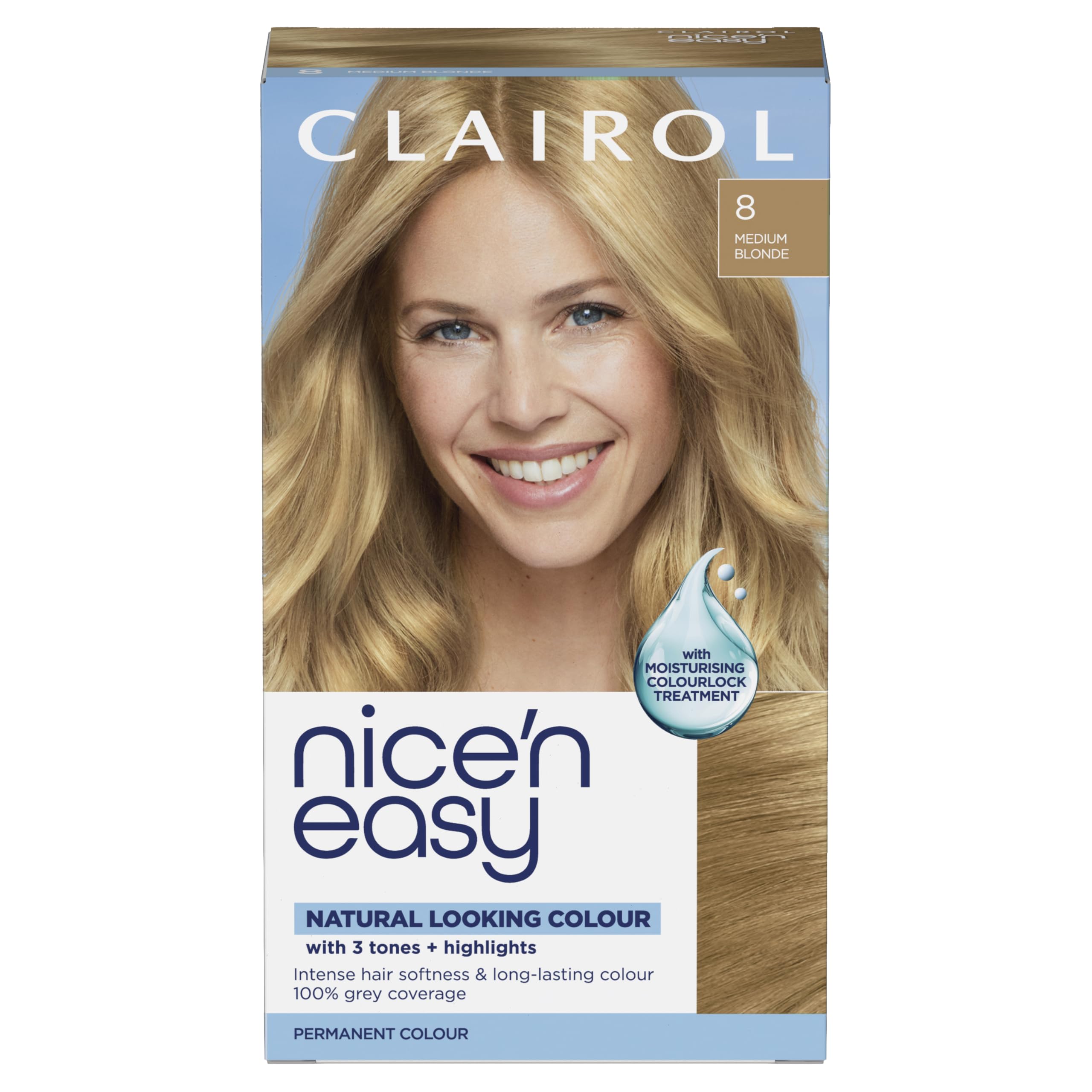 CLAIROL NICE'N EASY CRÈME PERMANENT HAIR DYE - 8 MEDIUM BLONDE