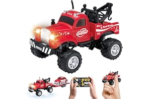 MOONTOY 1:64 Scale Mini Alloy Truck RC Car with LED Lights, 2.4Ghz Remote and App Control Toy Car, 3-Speed Adjustment Pocket Toy Car for Kids 4-8 Years and Adults (Red)