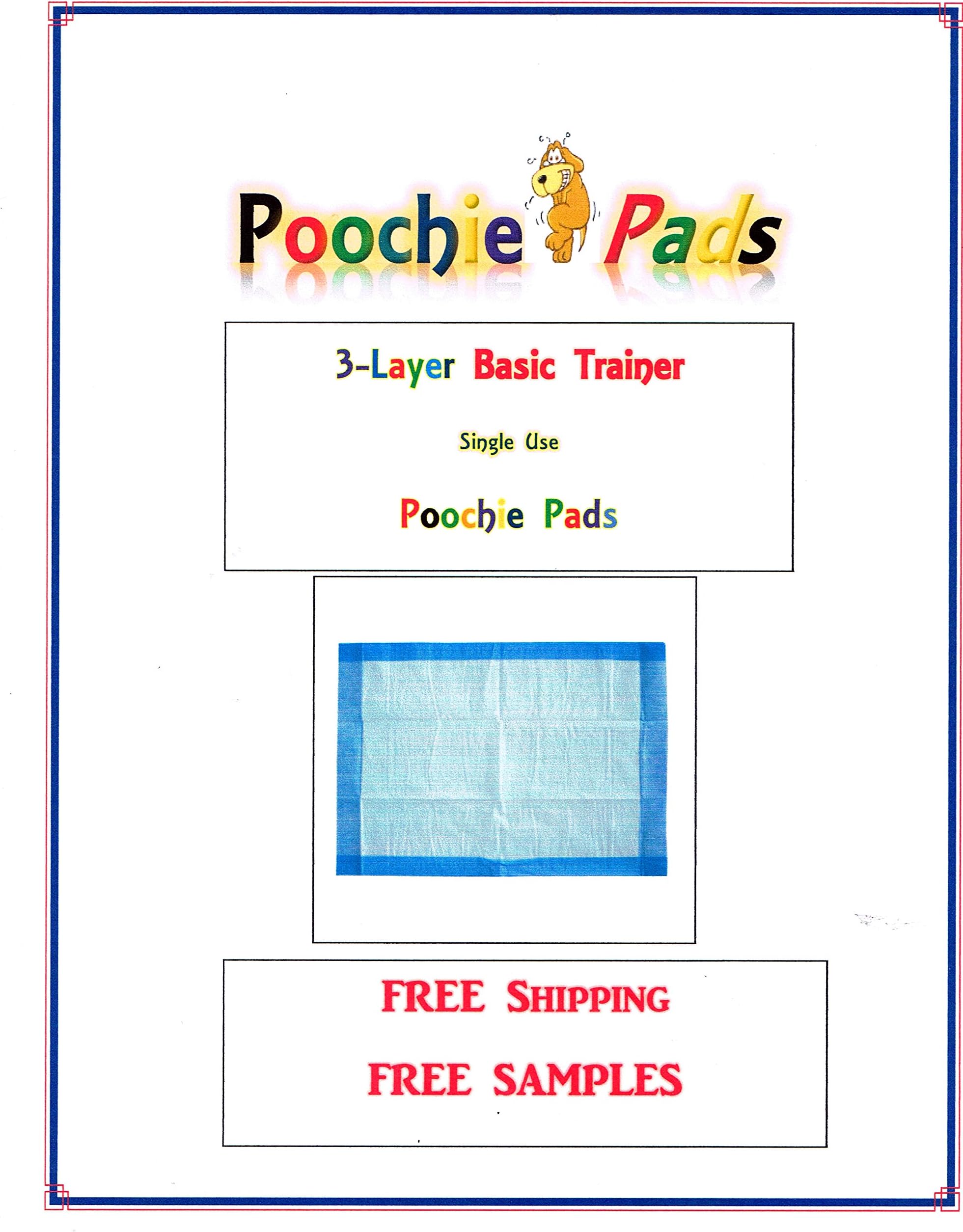 200ct Poochie 3-Ply Basic `23x24 Trainers Economy Puppy Training Pads for Dogs 20lbs and Under