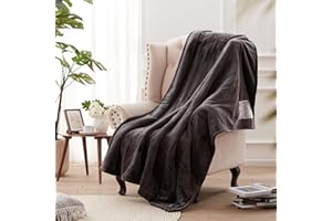 Westinghouse Heated Blanket Throw, Electric Throw with 6 Heating Levels, 2-10 Hours Time Settings, Overheat Protection, Machine Washable, Flannel (Throw, 50x60 Inches, Charcoal)