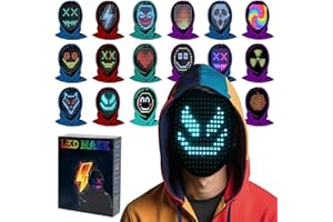Zonasyrn LED Mask with Gesture Sensing-LED Light-up Face Changing Mask-The coolest gift for Christmas Halloween costume role-playing party