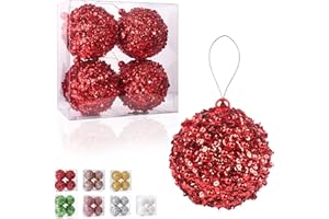 ZHANYIGY 4.25" Shatterproof Christmas Ball Ornaments, 4pc Red Set for Trees and Holiday Decor