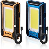 2-pack Magnetic Work Light, Rechargeable LED Flashlight, Portable Lights, 40w 1500 Lumens, 6500k, Metal Hanging Hook, 3 Lighting Modes for Car Repairing, Camping, Hiking, Fishing, Backpacking