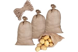 BUTARFE Burlap Bags 10pcs Heavy-Duty Large Potato Sack Race Bags 22'' x 36'' Thicken Burlap Sack with Ropes Reusable Woven Jute Bag for Backyard Vegetables Gardening Food Storage Kids - Holds Up to 50lbs