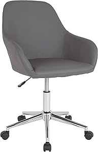 Flash Furniture Cortana Home and Office Mid-Back Chair in Gray LeatherSoft