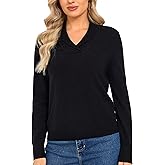 VETLURY V Neck Sweaters for Women – 100% Merino Wool Shawl Collar Pullover Warm Winter Sweater Long Sleeve Jumper Knit