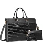 Lassviin Leather Laptop Tote Bag - Waterproof, Lightweight, 17.3x14.6x3.2 Inches, Fits Up To 14.3” Laptop, Crossbody/Shoulder Bag