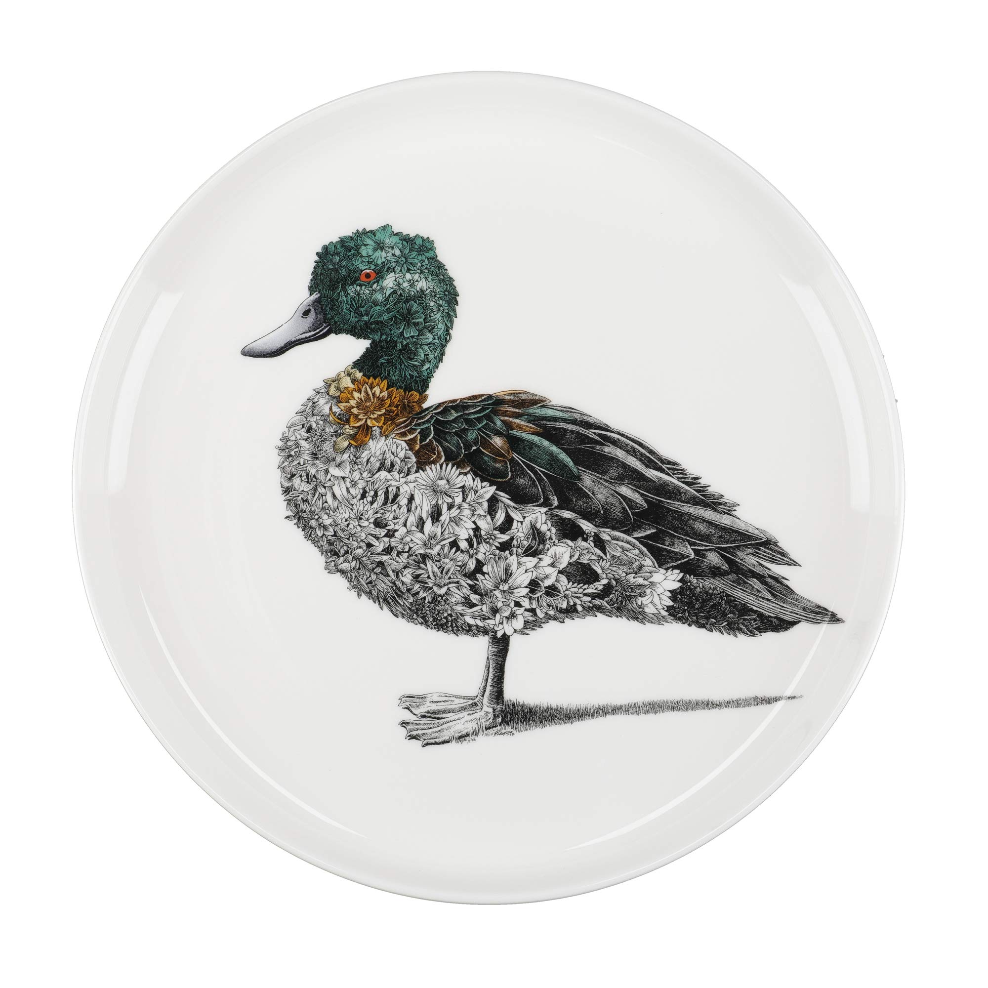 Maxwell & Williams Marini Ferlazzo Birds Decorative Side Plate with Chestnut Teal Duck Design, Gift Boxed, Fine China, White, 2 cm — image 1