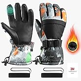 Pnosnesy Ski Gloves,Snow Gloves,Waterproof Cold Weather Winter Gloves for Parent Boys Girls- Cycling, Driving, Running