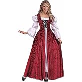 Forum Novelties Women's Medieval Lace-Up Costume Gown, Red, Plus
