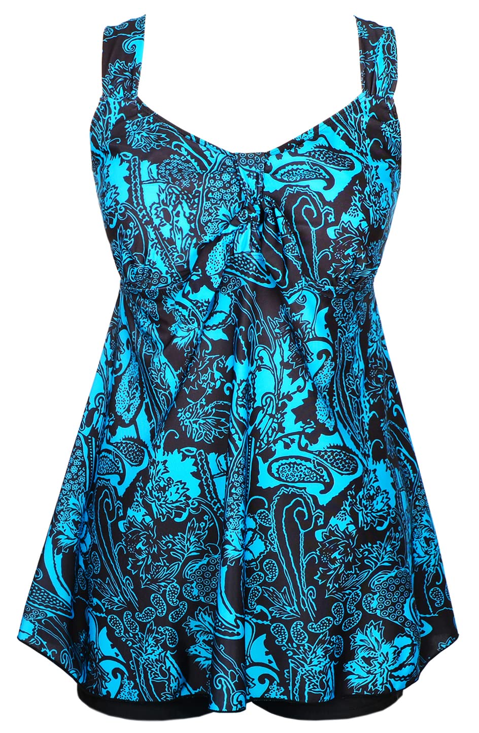 Photo 1 of **Top Only** DANIFY Plus Size Swimsuit for Women Tankini Swimdress Tummy Control Swimwear Two Piece Bathing Suit with Shorts, 20