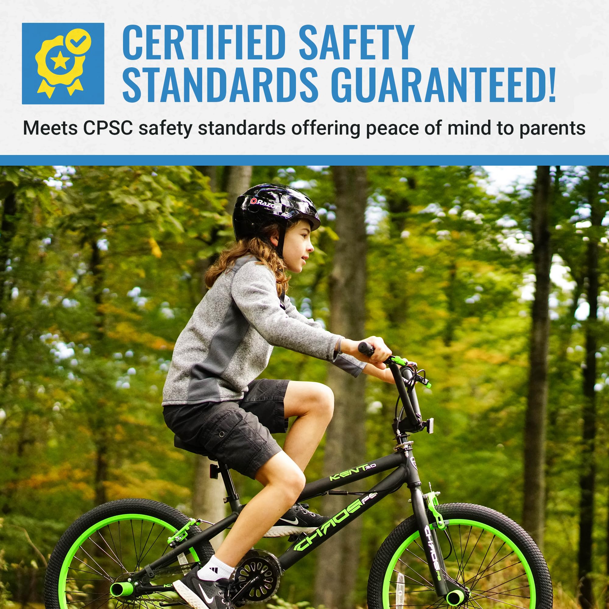 Razor V-17 Youth Multi-Sport Helmet - CPSC Approved Kid’s Helmet with Adjustable Strap - Durable Helmet with Foam Padding for Biking, Skating, and Other Outdoor Sports