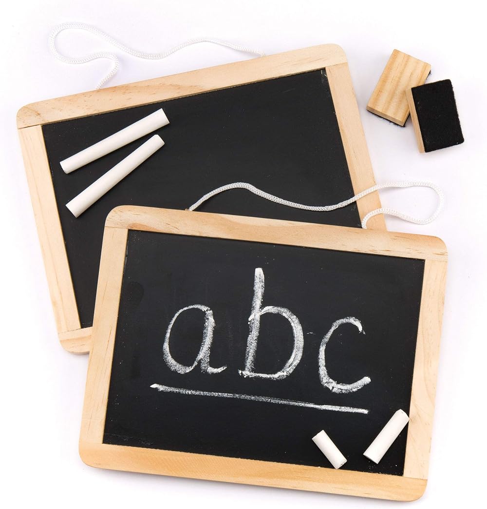 Baker Ross AR287 Wooden Chalk Board Sets, 2 Pack, 21 x 16 cm, Black