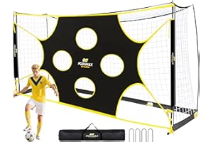 PodiuMax 12' x 6' Soccer Goal Target Nets with Highlighted Scoring Zones, Portable Shooting Practice Equipment