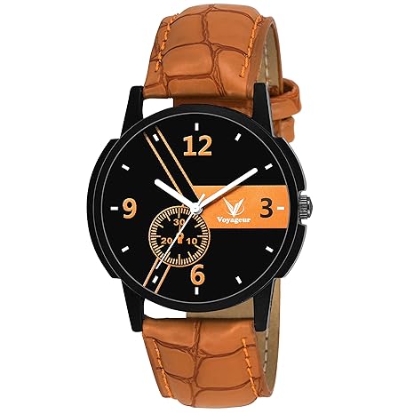 Black & Orange Dial Round Mens Wrist Watch (AF-VOGR-10)