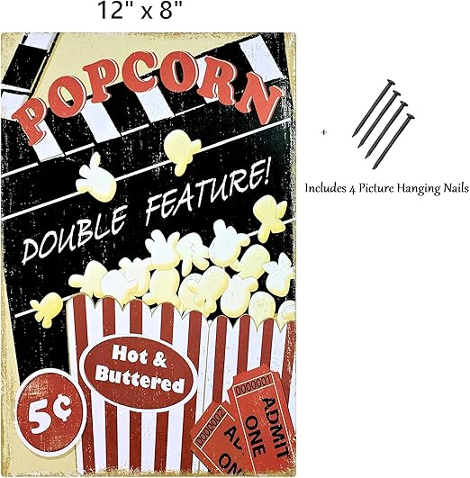 Amazon Com Uniq Designs Popcorn Double Feature Media Room Decor