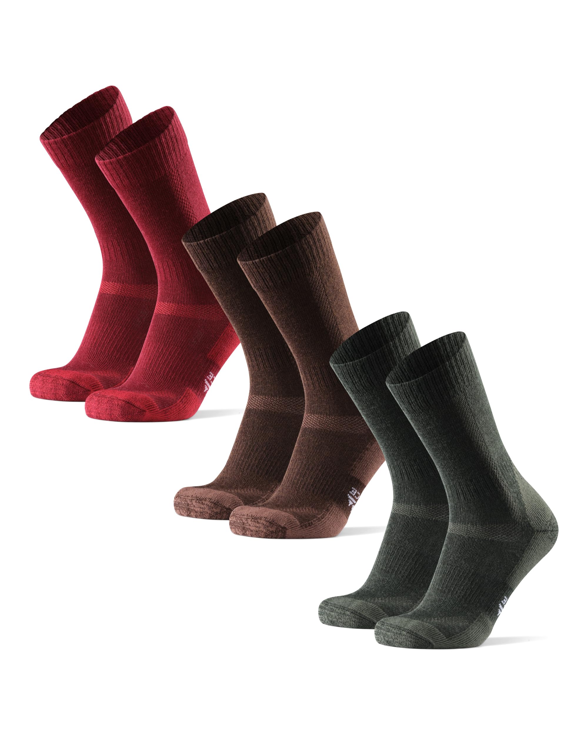 Photo 1 of DANISH ENDURANCE Hiking Socks Women & For Men, Merino Wool Socks, Crew Mens, Womens Moisture Wicking, Work, Calcetines para Hombre, Multicolor: Brown, Red, Green, Medium