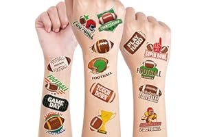 ADXCO 144 Pieces Football Tattoos Football Face Stickers Temporary Tattoos for Football Game Party Decorations Favors Supplies, 24 Designs