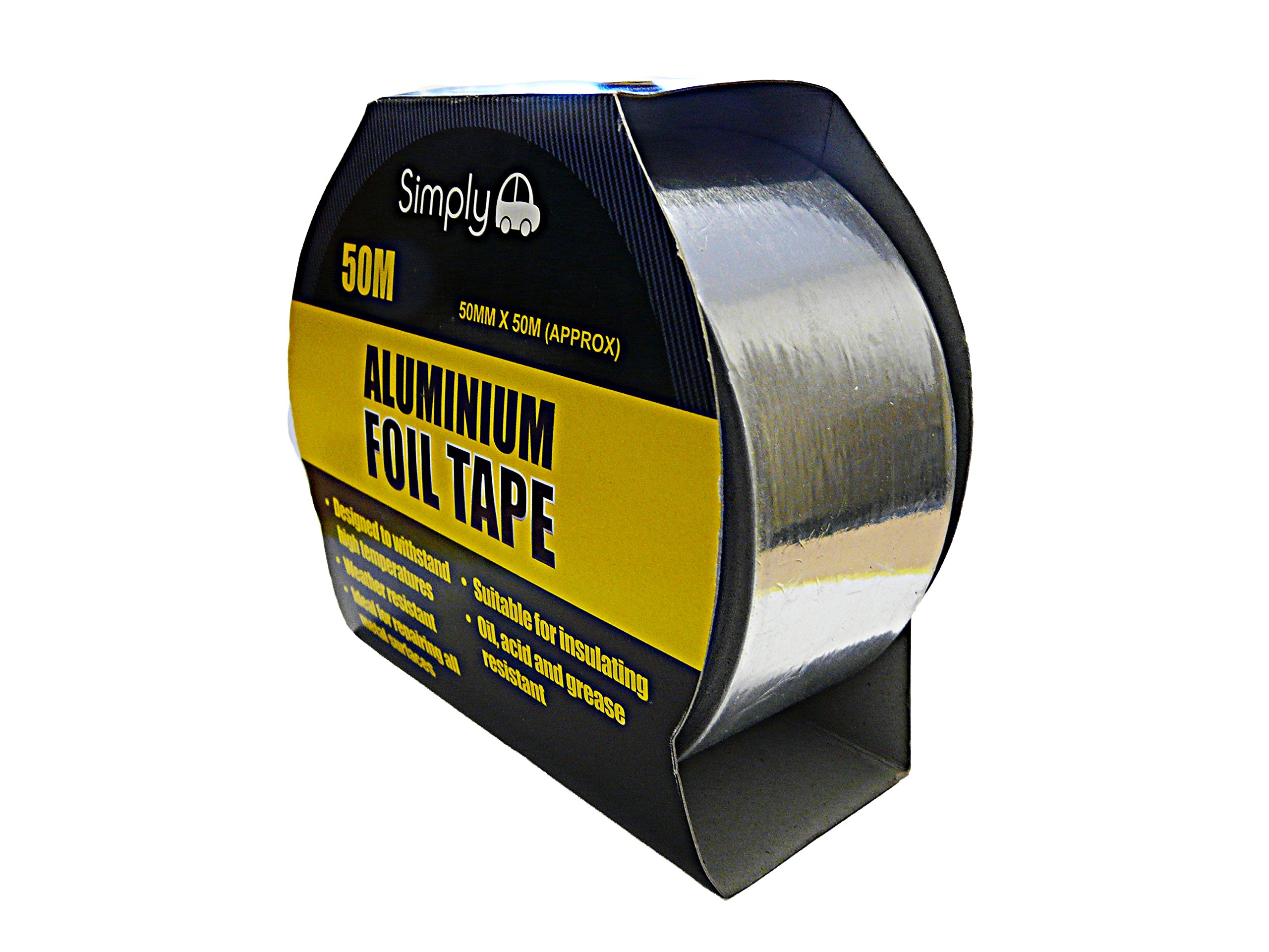 Simply AFT2 Aluminium Foil Tape 50mm x 50m - Insulation Heat Resistant Tape Ideal For Insulation - High Adhesion - Easy To Use