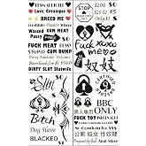 BBC Queen of Spades QoS 4 Sheets Temporary Tattoos Sticker SEX BDSM Total 57counts(15X21cm) Cuckold Queen of Spades QoS Hooker DIRTY Chinese Japanese Phrases