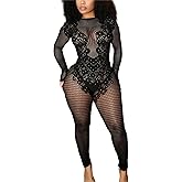 KIZOIEJE Sexy Womens Club Outfits Rompers, Long Sleeves Lace Jumpsuit, Jumpsuits for Women