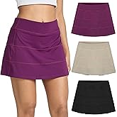 Real Essentials 3 Pack:Women's 14" Pleated Tennis Skorts Golf Skirt High Waisted Athletic Running Casual Shorts with Pockets