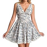 KUTUMAI Floral Corset Mini Dress Summer V Neck Lace Up Cute Graduation Short Dresses for Women 2026