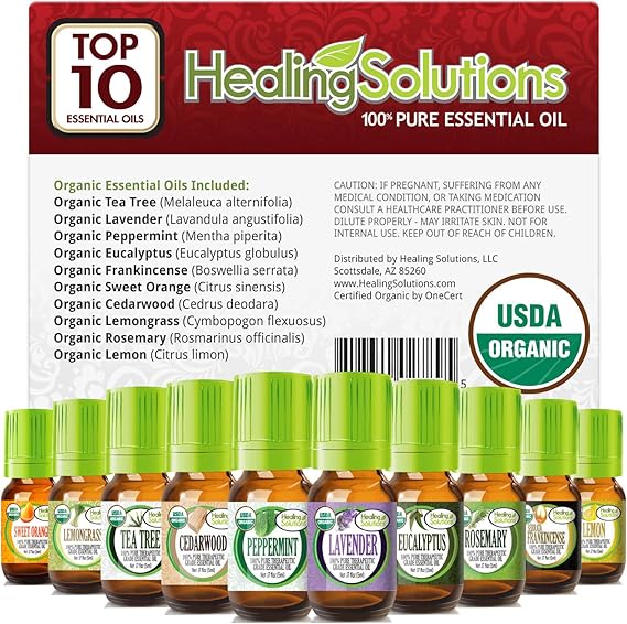 Top 10 USDA Certified Organic Essential Oils Set (10 Pack