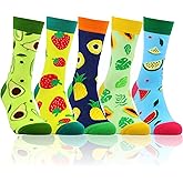 woosnscly Womens Novelty Funny Funky Crew Socks Colorful Crazy Cute Fun Fruit Floral Pineapple Patterned Cotton Dress Socks