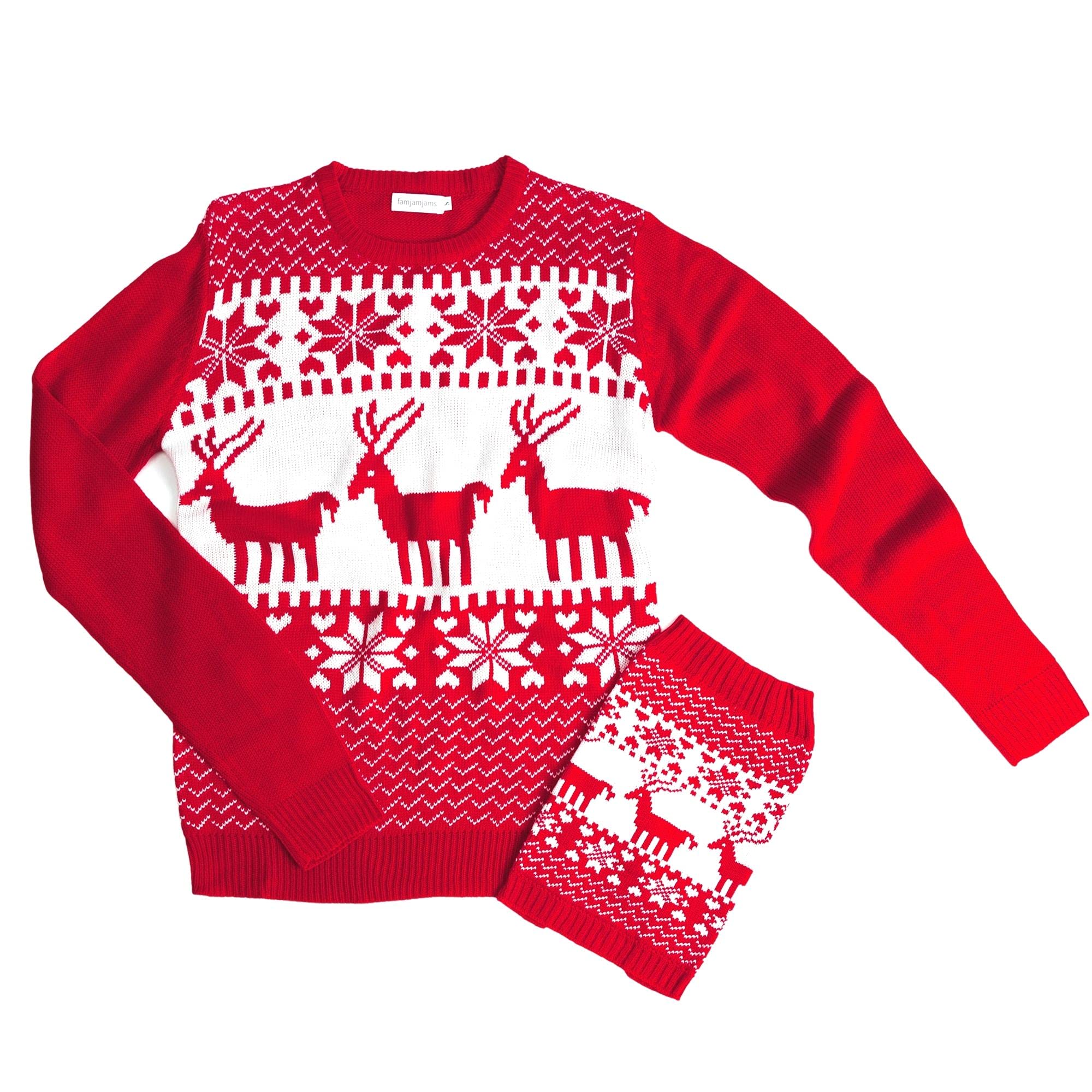 famjamjams Matching Pet & Owner Sweaters - 100% Acrylic Pet Parent Dog Twinning Ugly Holiday Sweater - Classic Christmas, Dog 2XL, Back Length 23" - Add Human Matching Sweaters to Cart Separately