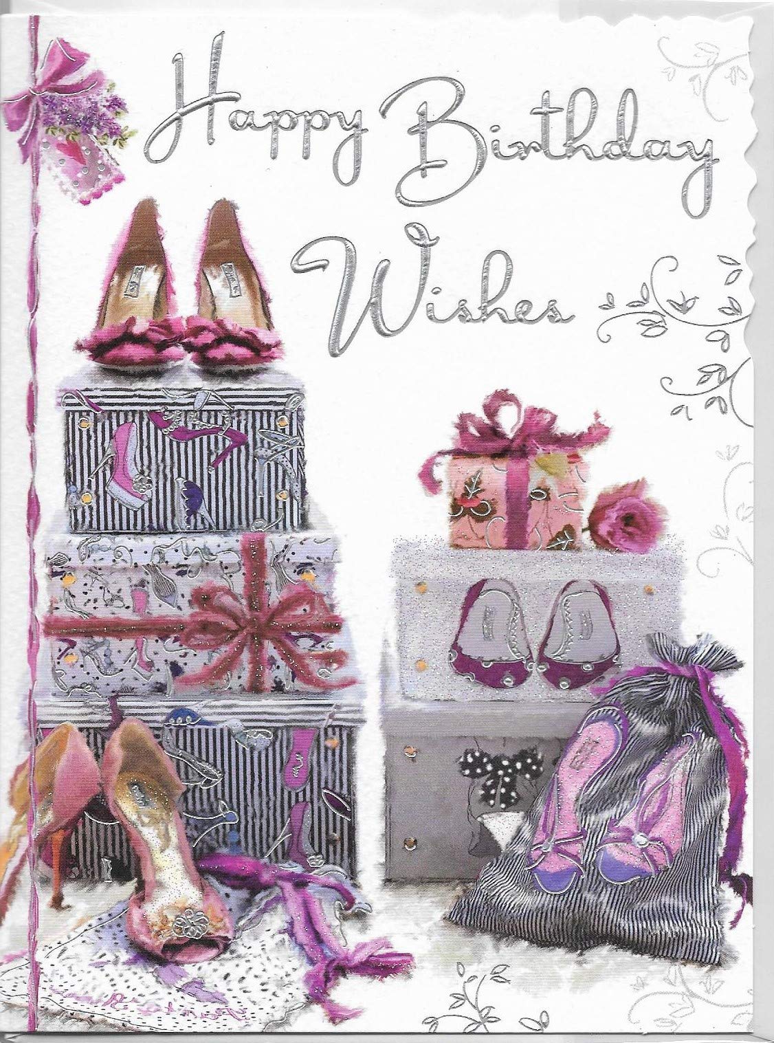 Jonny Javelin Open Female Birthday Card (JJ8832) High Heels & Bag 7.25" x 5.5" Code V61