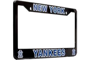 EliteAuto3K License Plate Frame Cover for New York Yankees Fans – Black – 12.25” x 6.25” - Ideal Gift for Sports Fans & Supporters – Slim Design