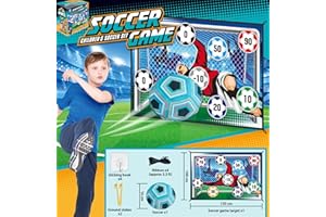 eMart4u Children’s Soccer Set Fun Game Perfect for Indoor or Outdoor Play 8+pcs/Set. 6” Adhesive Soccer Ball, Stakes and Sticking Hooks and Target 60”x40” (Blue)