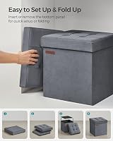 SONGMICS Storage Ottoman Foldable 38x38 cm Foot Rest Slate Grey LSF227G51 view 8