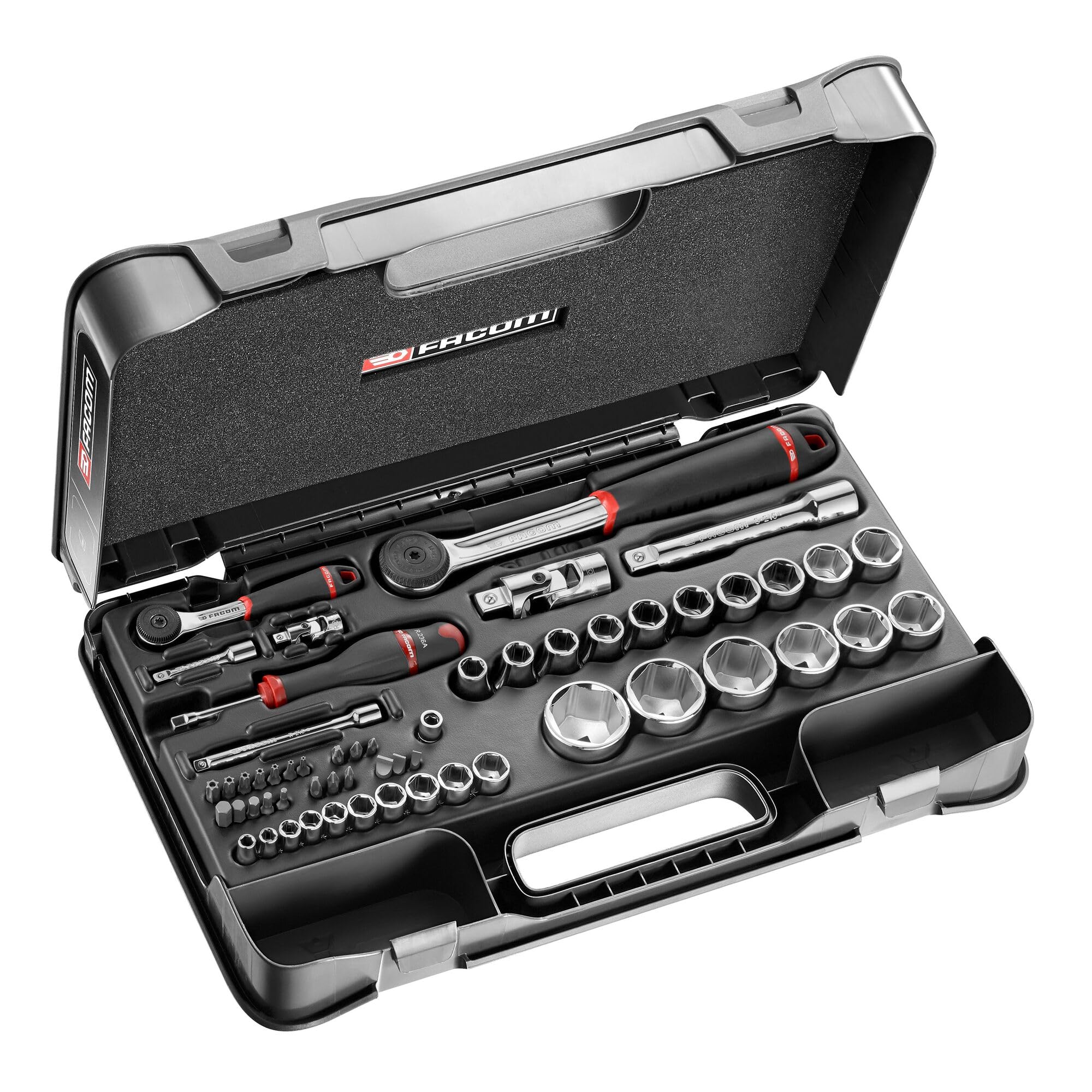 Facom Socket & Bit Set 1/4” & 1/2”, 58 pcs, Sealed Ratchets, MBOX, RS.161-2