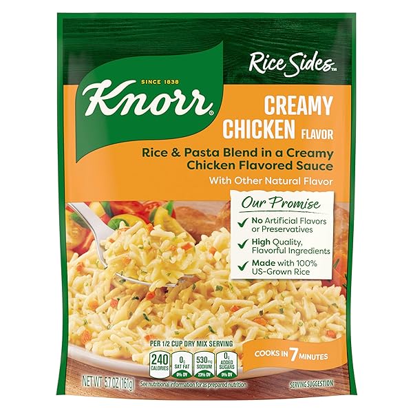 KNORR RICE SIDES CREAMY CHICKEN LONG GRAIN RICE AND VERMICELLI PASTA BLEND FOR A TASTY RICE SIDE DISH 5.7 OZ