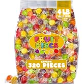 A Great Surprise Assorted Fruit Discs - 4 Pound Bag - Bulk Individually Wrapped Candy - Fruit Flavored Candies