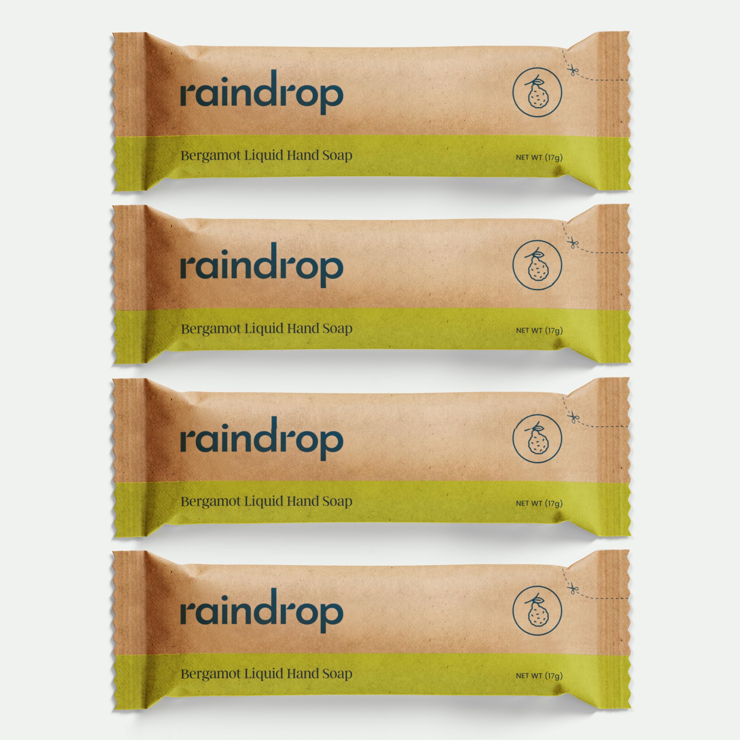 Raindrop Zero Plastic Soap Refills 4x 300ml | Use In Any Liquid Dispenser | Easy To Use, Smaller To Store | Bergamot
