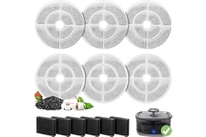 6 Pack Replacement Filters for 2.5Gal/9.5L Dog Water Fountain, GISOFIK 18CM Larger Cat Water Fountain Filters, Coconut Activated Dog Fountain Filters, Pet Fountain Filter Replacement(6 Pump Filters)