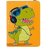 ANNAMISSI Passport Holder,Cute Passport Cover for Women Men,Travel Document Organizer Holder Boy Girl Wallet personalized Leather Rfid Passport Wallet (Dinosaur)