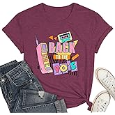 Fawniss Happy 100 Days of School Shirt-Women Cute Flower Teacher Short Sleeve School Days Party Tops Tee