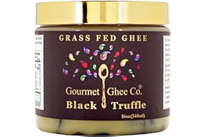 THE GOURMET GHEE CO. Gourmet Ghee Co. - Black Truffle Ghee Clarified Butter - Grass-Fed, Pasture-Raised, Non-GMO, Lactose & Casein Free, All-Natural Ingredients (Black Truffle, 16 OZ)
