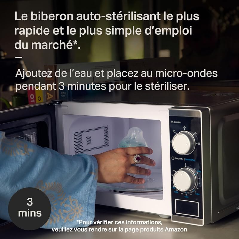 Coffret Cadeau nouveau- né Verre Natural Start, Biberons 150 ml et 250 ml avec tétine à débit lent et extra-lent comprise, et 2x sucettes Ultimate Fit 0-6 mois, Auto-stérilisan